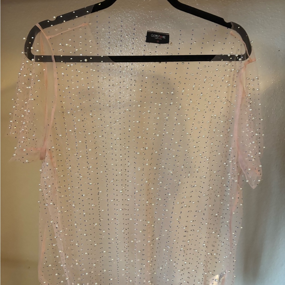 Sheer Pink Beaded Top